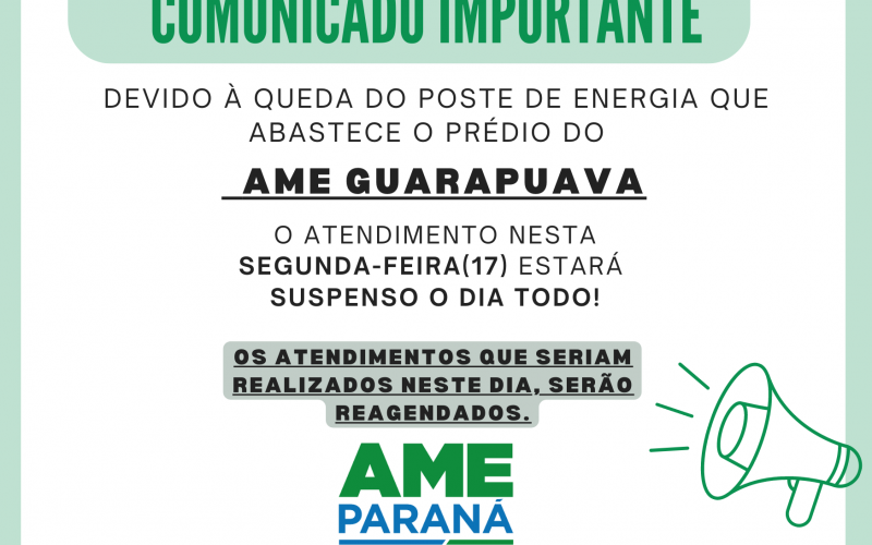 AMBULATÓRIO MÉDICO DE ESPECIALIDADES (AME) SUSPENDE ATENDIMENTO NESTA SEGUNDA-FEIRA (17)